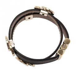 Bvlgari Bvlgari Leather Double Coiled Black Bracelet