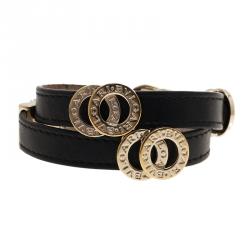 Bvlgari Bvlgari Leather Double Coiled Black Bracelet