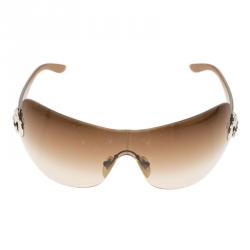 Pre Owned Bvlgari Brown 6009 Shield Sunglasses