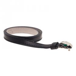 Bvlgari Serpenti Double Coiled Black Leather Bracelet