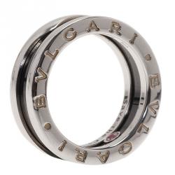 Bvlgari Save The Children Black Ceramic Silver Ring Size 50