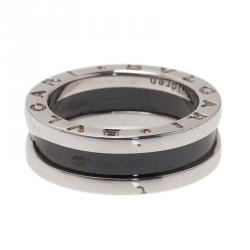 Bvlgari Save The Children Black Ceramic Silver Ring Size 50