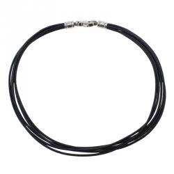 Pre Owned Bvlgari Black Leather Cord Necklace