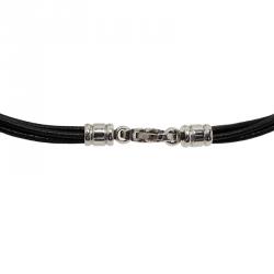 Pre Owned Bvlgari Black Leather Cord Necklace