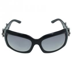 Pre Owned Bvlgari Black Swarovski Crystal Flower Embellished 856B Sunglasses