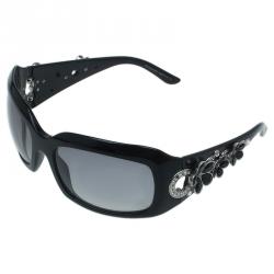 Pre Owned Bvlgari Black Swarovski Crystal Flower Embellished 856B Sunglasses