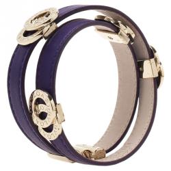 Bvlgari Bvlgari Calfskin Leather Double Coiled Purple Bracelet