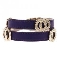 Bvlgari Bvlgari Calfskin Leather Double Coiled Purple Bracelet