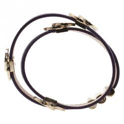 Bvlgari Bvlgari Calfskin Leather Double Coiled Purple Bracelet