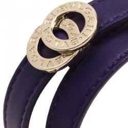 Bvlgari Bvlgari Calfskin Leather Double Coiled Purple Bracelet