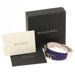 Bvlgari Bvlgari Calfskin Leather Double Coiled Purple Bracelet