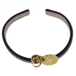 Pre Owned Bvlgari Bvlgari Gold Plated Tag Leather Cuff Bracelet