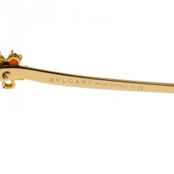 Pre Owned Bvlgari 8089-K Brown Floral Embellished Rose Gold Plated Cat Eye Sunglasses