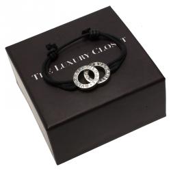 Pre Owned Bvlgari Bvlgari Black Cotton Fabric and Sterling Silver Black Bracelet