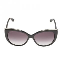 Pre Owned Bvlgari Black and White 8169-Q Cat Eye Sunglasses