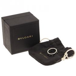Bvlgari Save the Children 1-Band Silver and Black Ceramic Ring Size 54