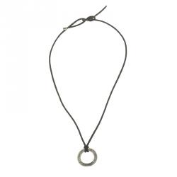 Pre Owned Bvlgari Save the Children Silver Pendant Black Cord Necklace