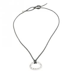 Pre Owned Bvlgari Save the Children Silver Pendant Black Cord Necklace