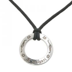 Pre Owned Bvlgari Save the Children Silver Pendant Black Cord Necklace