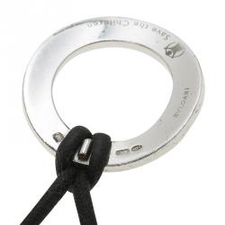 Pre Owned Bvlgari Save the Children Silver Pendant Black Cord Necklace