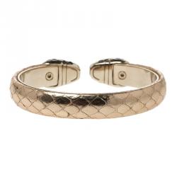Bvlgari Serpenti Enamel and Gold Tone Leather Open Cuff Bracelet 17cm
