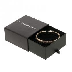 Bvlgari Serpenti Enamel and Gold Tone Leather Open Cuff Bracelet 17cm
