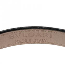 Pre Owned Bvlgari Serpenti Forever Antique Pink Metallic Leather Enamel Gold Plated Bracelet