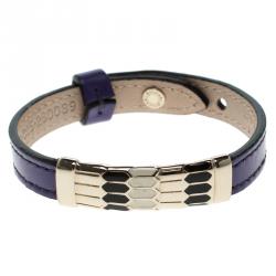 Bvlgari Scaglie Enamel Purple Leather Gold Plated Bracelet