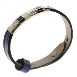 Bvlgari Scaglie Enamel Purple Leather Gold Plated Bracelet