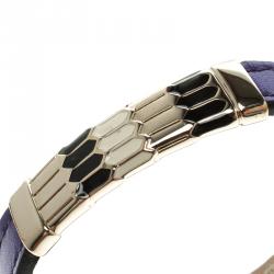 Bvlgari Scaglie Enamel Purple Leather Gold Plated Bracelet