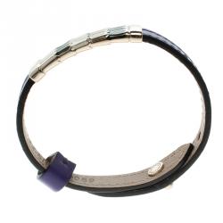 Bvlgari Scaglie Enamel Purple Leather Gold Plated Bracelet
