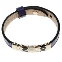 Bvlgari Scaglie Enamel Purple Leather Gold Plated Bracelet