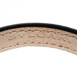 Bvlgari Scaglie Enamel Purple Leather Gold Plated Bracelet