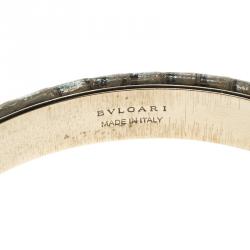 Pre Owned Bvlgari Serpenti Enamel Leather Gold Plated Open Cuff Bracelet Size 17cm