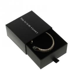 Pre Owned Bvlgari Serpenti Enamel Leather Gold Plated Open Cuff Bracelet Size 17cm