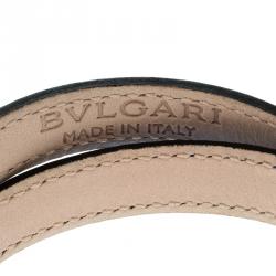 Pre Owned Bvlgari Serpenti Forever Enamel Blue Double Coiled Leather Gold Plated Bracelet