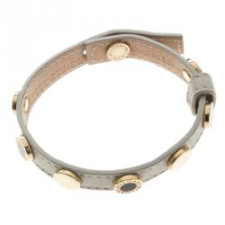 Bvlgari Gold Plated Studs & Cream Leather Bracelet