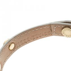 Bvlgari Gold Plated Studs & Cream Leather Bracelet