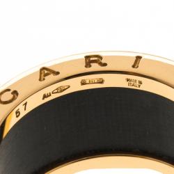 Pre Owned Bvlgari B.Zero1 Blue Marble 18k Rose Gold Band Ring Size 57