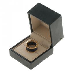 Pre Owned Bvlgari B.Zero1 Blue Marble 18k Rose Gold Band Ring Size 57