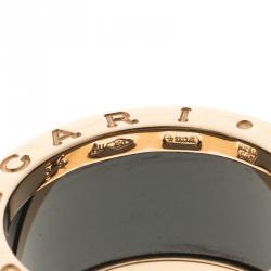 Pre Owned Bvlgari B.Zero1 4-Band Black Ceramic Rose Gold Ring Size 54