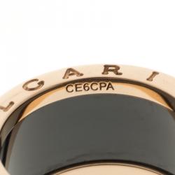 Pre Owned Bvlgari B.Zero1 4-Band Black Ceramic Rose Gold Ring Size 54