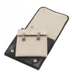 Pre Owned Bvlgari Allegra Akoya Pearl Diamond Blue Topaz Yellow Gold Earrings