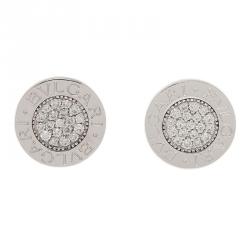 Pre Owned Bvlgari Bvlgari Diamond Pavè 18K White Gold Stud Earrings