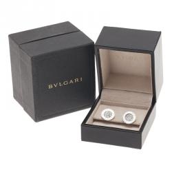 Pre Owned Bvlgari Bvlgari Diamond Pavè 18K White Gold Stud Earrings