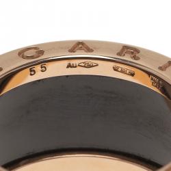 Pre Owned Bvlgari B.Zero1 4-band Black Ceramic Rose Gold Ring Size 55