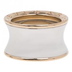 Pre Owned Bvlgari Anish Kapoor B.Zero1 Pink Gold and Steel Ring Size 52