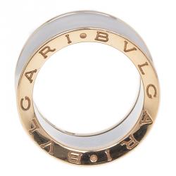 Pre Owned Bvlgari Anish Kapoor B.Zero1 Pink Gold and Steel Ring Size 52
