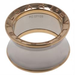 Pre Owned Bvlgari Anish Kapoor B.Zero1 Pink Gold and Steel Ring Size 52