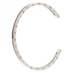 Pre Owned Bvlgari B.Zero1 18kt Pink Gold and Steel Cuff Bracelet Size M